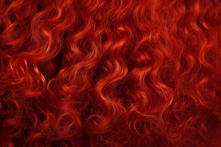 Healthy and beautiful, long curly, red hair close up.の素材