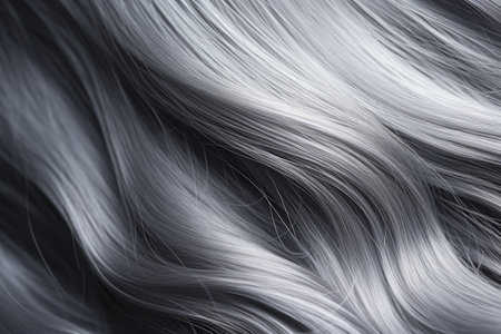 Gray wavy short hair texture, silver gray wavy long shiny hair texture.の素材