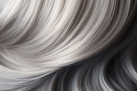 Gray wavy short hair texture, silver gray wavy long shiny hair texture.の素材