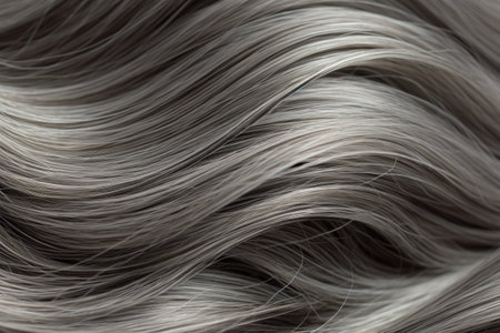 Gray wavy short hair texture, silver gray wavy long shiny hair texture.の素材