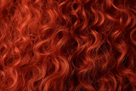 Red curly hair texture close-upの素材