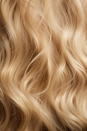 Blonde curly long shiny hair texture.の素材