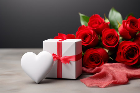 A mock-up blank white template for product packaging decorated in Valentine's day style.の素材