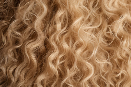 Blonde curly hair texture background.の素材