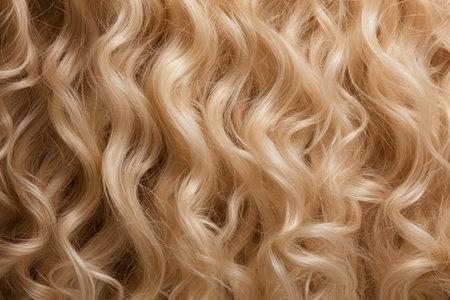 Blonde curly hair texture background.の素材