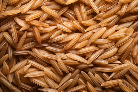 Brown rice close up texture background pattern.の素材