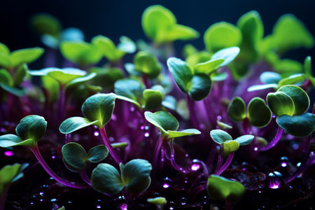 Macro photography, extreme close-ups of microgreens.の素材