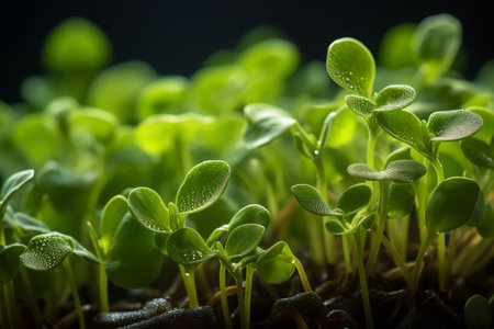 Macro photography, extreme close-ups of microgreens.の素材