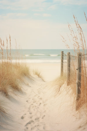 Light pastel aquamarine and beige sea beach in retro style background.の素材