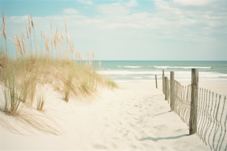 Light pastel aquamarine and beige sea beach in retro style background.の素材
