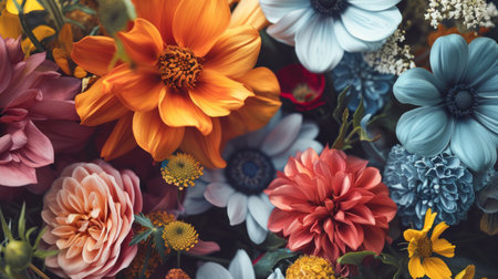 Floral-themed Mother's Day postcard, flowers background close up.の素材