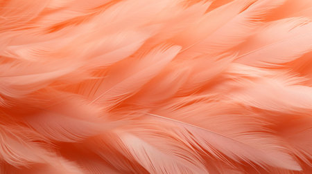 Feathers closeup of trend color of the year 2024 peach fuzz, background.の素材