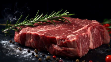 Close up meat beef ribeye raw steak.の素材