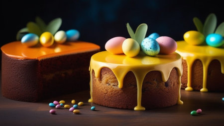 three cupcakes with Easter decorationの素材