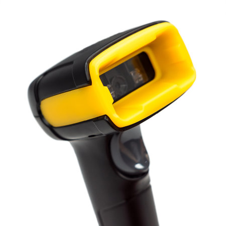 handheld barcode scanner on white backgroundの写真素材
