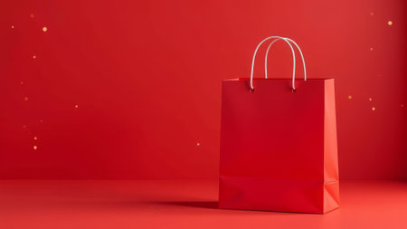 Red Paper Bag on Red Background with Bokehの素材