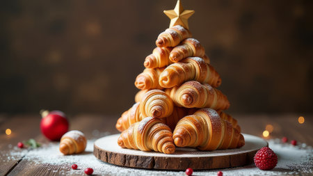 Christmas tree made from croissantsの素材