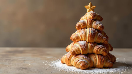 Christmas tree made from croissantsの素材