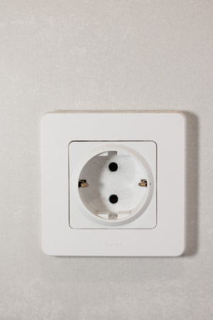 white electrical outlet on the wallの写真素材