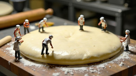 Little chefs kitting a dough flatbreadの素材