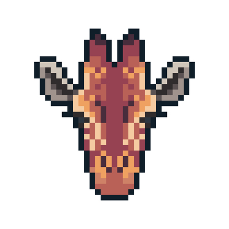 Pixel art vector giraffe isolated on white background.のイラスト素材