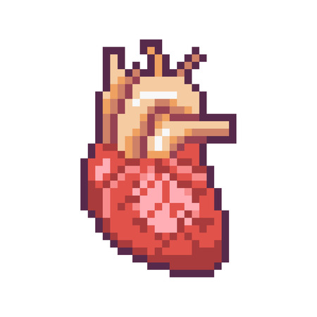 Pixel art vector heart isolated on white background.のイラスト素材