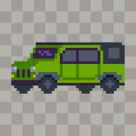 Pixel art off road car vehicle icon.のイラスト素材
