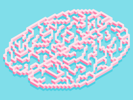 Isometric abstract brain labyrinth vector illustration.	のイラスト素材