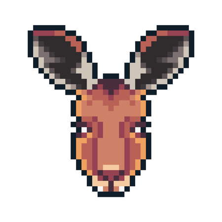 Pixel art kangaroo icon isolated on white background.のイラスト素材