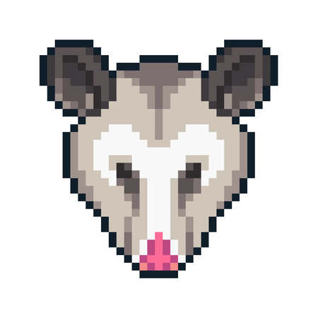 Pixel art possum icon isolated on white background.のイラスト素材