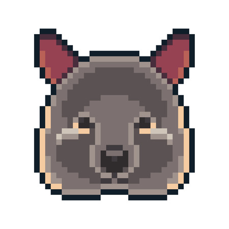 Pixel art quokka icon isolated on white background.のイラスト素材