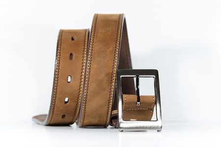 Leather belt for men on white background 