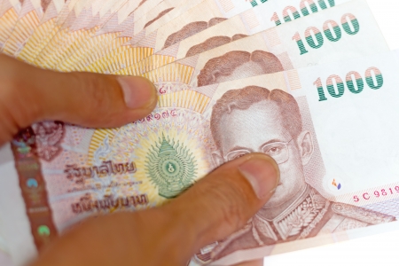 thai money banknotes isolated on white background.の写真素材