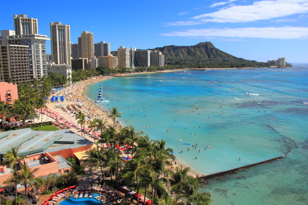 Waikiki beach in Honolulu, Hawaiiのeditorial素材