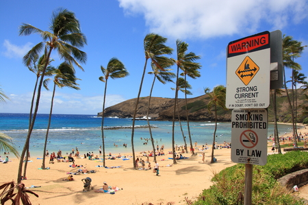 People flock to the  beach in summerの写真素材