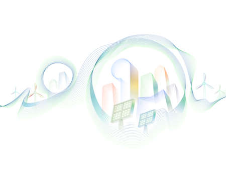Curve Wavy Line life 3 with ECO element shows the environmental protection vector illustration graphic EPS10のイラスト素材