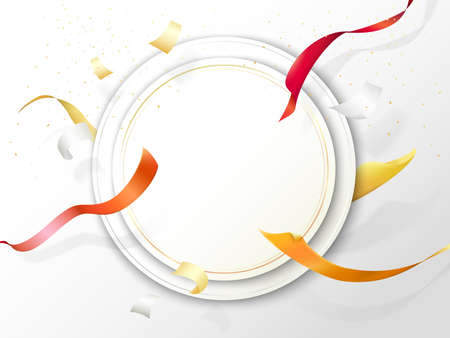 Abstract background with floating ribbon and paper for shows congratulation and happiness atmosphere that suit for the greeting card - circle vector illustration graphic EPS 10のイラスト素材
