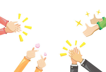 Block Shape Hand 1_Hand clap thumb up finger heart by peoples for praise and encouragement vector illustration graphic EPS 10のイラスト素材