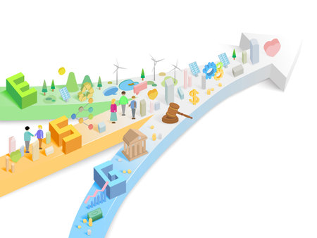 Small Pieces 5 ESG with combine color arrows and some elements of environmental social governance vector illustration graphic EPS 10のイラスト素材