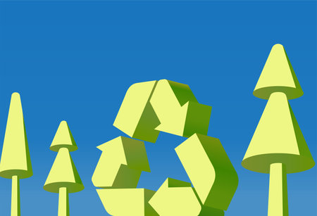 high contrast A006_recycle symbol with plant thats means eco important in the life vector illustration graphic EPS 10のイラスト素材