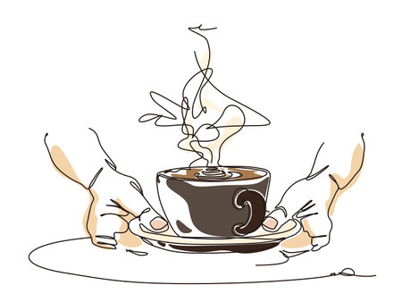 two hands hold a cup of coffee vector illustration graphic EPS 10のイラスト素材