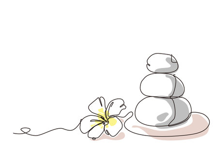 stacked stones with flower shows the concept of zen vector illustration graphic EPS 10のイラスト素材