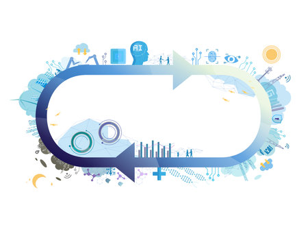 Cycle with arrow shows the kind of technology vector illustration graphicのイラスト素材