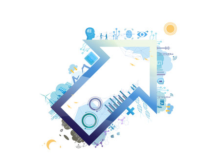 Go up arrow 01 shows advance of technology vector illustration graphicのイラスト素材