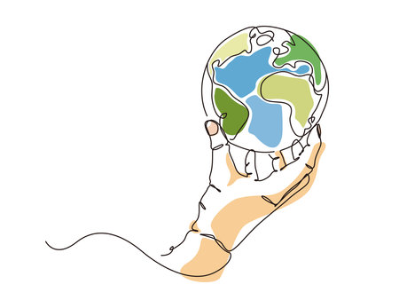 The hand hold up the earth to shows the concept of protect the environment vector illustration graphic EPS 10のイラスト素材