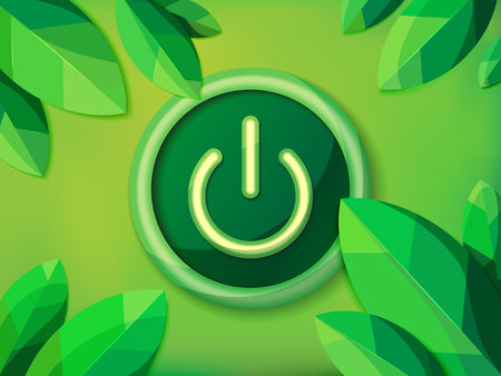 Button with leaves background shows the start for the action of eco vector illustration graphic EPS 10のイラスト素材