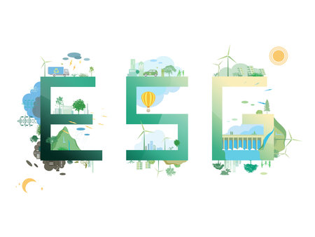 ESG text shows by the green environmental its suit to add words inside about ESG - Environmental, Social, and Governance vector illustration graのイラスト素材