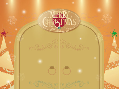 Golden Christmas Doorway shows festive atmosphere vector graphic EPS 10のイラスト素材