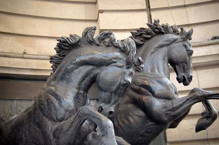 tatue on a fountain in Picadilly Circus, Londonの写真素材
