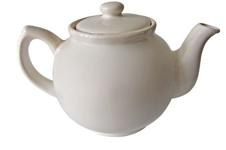 White porcelain teapot isolated on a white backgroundの写真素材